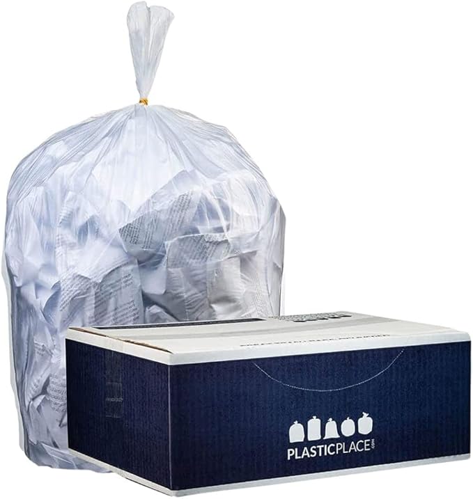 Plasticplace 4 Gallon Trash Bags, 6 Microns, Clear Garbage Can High Density Liners, 17" x 18" (2000 Count)