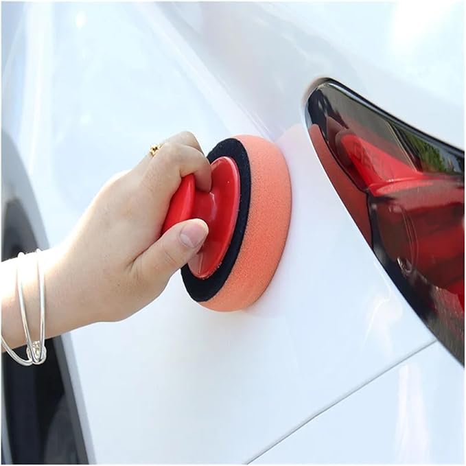 Car Wash Wax Polish Pad Polishing Sponge Cleaning Cloth Microfiber Applicator，Compatible for Auto Polisher Waxing(4pcs Spong 1pcs Hand)