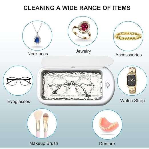 Ultrasonic Cleaner,640ML 48KHz Powerful Ultrasonic Jewelry Cleaner Machine, Sonic Glasses Cleaner for Eyeglass Ring Gold Silver Jewelry Denture Retainer Watch Dental Pod Cleaning