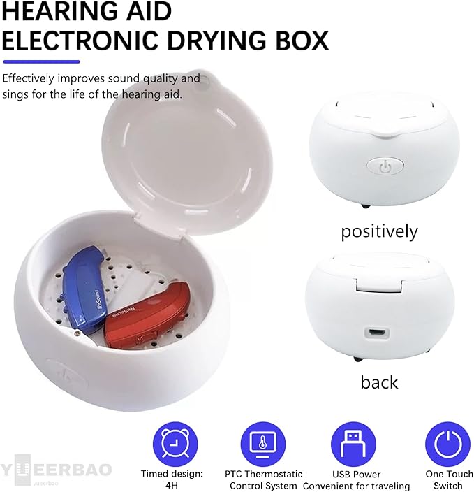 Professional Hearing Aid Cleaning Kit and Dryer Dehumidifier,10-Piece Tools and Premium Storage Case,Fast Moisture Removal for Hearing Aids,Portable Safe Dryer Box