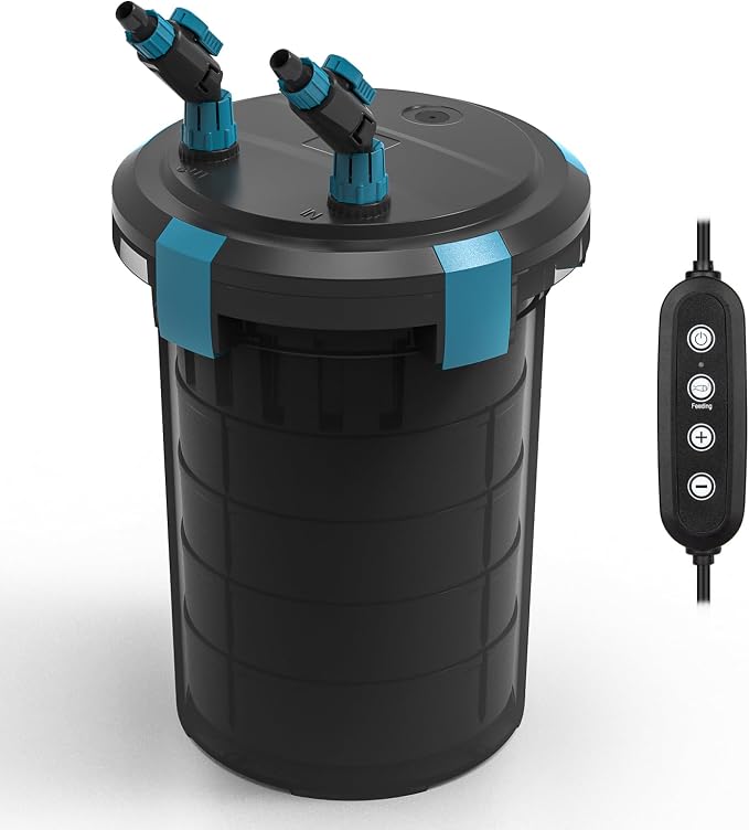 fishkeeper 238GPH Canister Filter, 5-Stage Filtration Aquarium Filter with Controller Feeding Mode Ultra-Quiet External Aquarium Canister Filters for Freshwater and Saltwater up to 35Gal (12W)