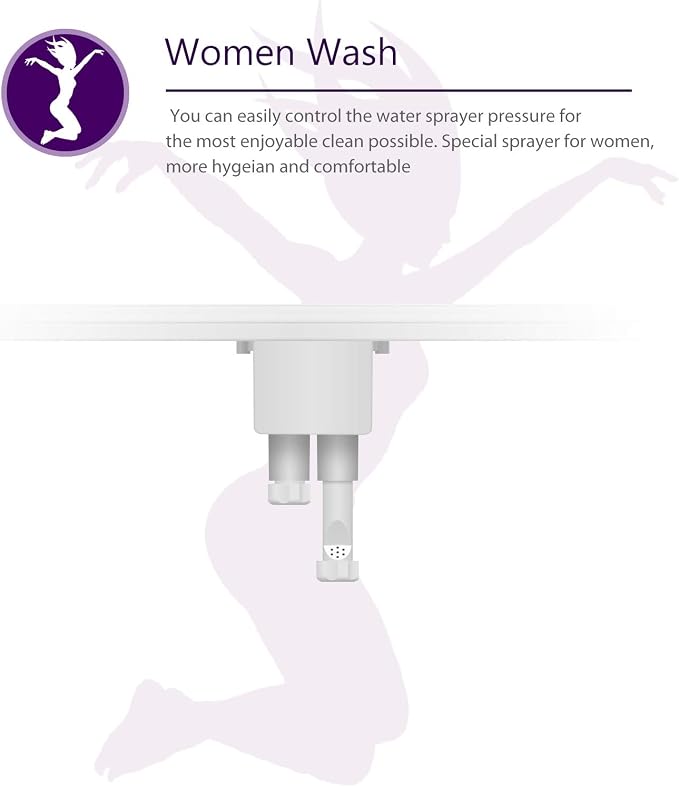 Self Cleaning Hot and Cold Water Bidet - Dual Nozzle (Male & Female) - Non-Electric Mechanical Bidet Toilet Attachment - with Temperature(BHCW01)