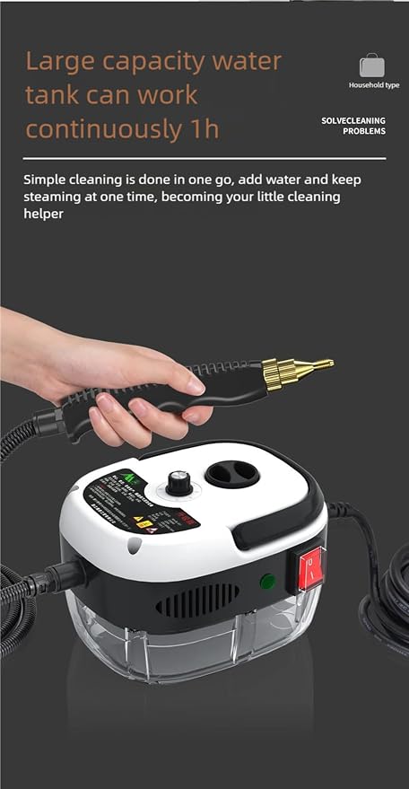 2500W Steam Cleaner Handheld Cleaning Steamer High Pressure Temperature Portable Steam Cleaning Machine for Upholstery Kitchen Furniture Bathroom Car(red)