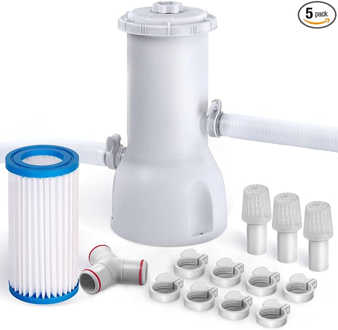 1000 Gallons Pool Filter Pump Above Ground, Swimming Pool Filter Cartridge Pump, Electric Pool Filters Pumps for Pools Sand Cleaning Tool Set, 1000 GPH Pools Pumps Above Ground