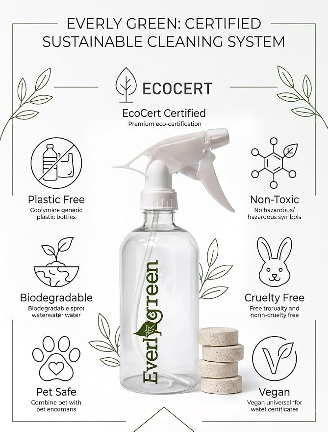 Eco Tabs Multi Surface Cleaner Concentrate – All Purpose Cleaner Concentrate Refill Kit Includes 4 All Purpose Cleaner Tablets + Multi Surface Cleaner Spray For Kitchen, Bathroom & Glass