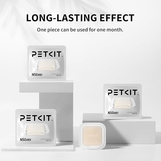 PETKIT 4 Bottles Air Purifying Refills+3 Packs Pet Odor Eliminator N50 2.0, Pet Odor Control Remover for Automatic Cat Litter Box, Self-Cleaning Cat Litter Box Deodorizer