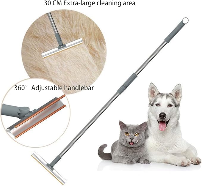 Carpet Rake for Pet Hair Removal, 55" Long Handle Carpet Pet Hair Removal Carpet Scraper Dog Cat Hair Remover for Sofa Couch Car Rug 2-Pcs Set Pet Hair Carpet Rake (Grey)