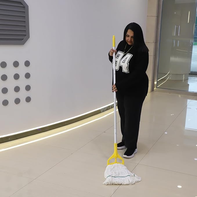 Midoneat Commercial Mop Bucket with Side Press Wringer on Wheels, 35Qt,Yellow Including One Commercial Mop