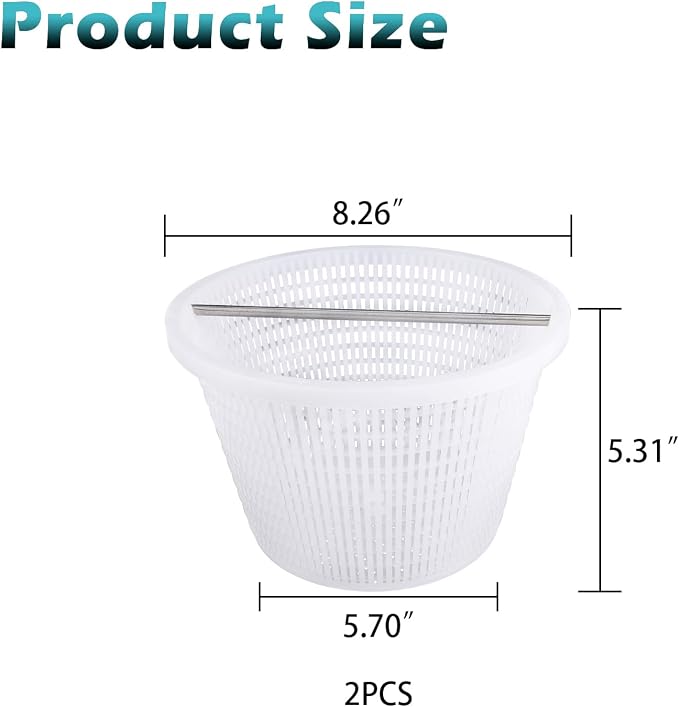 Skimmer Basket with Handle, for Pentair 08650-0007 08650-0007Z Sta-Rite U-3 White (2 Pack)