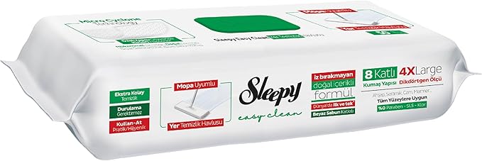 Sleepy Easy Clean White Soap Additive Mopa Compatible Floor Cleaning Towel, 50 Sheets