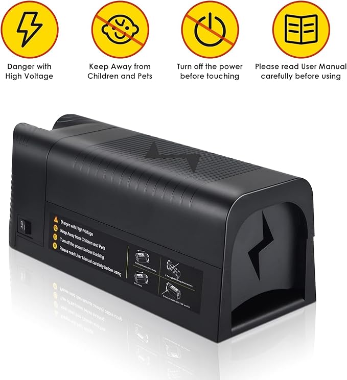 2026 Rat Trap Electric Mouse Trap Zapper with Powerful Voltage,Rechargeable Reusable Electric Mice Trap Rodent Zapper Electronic Mouse Traps Shock Killer for Indoor Kitchen Attic Warehouse Home