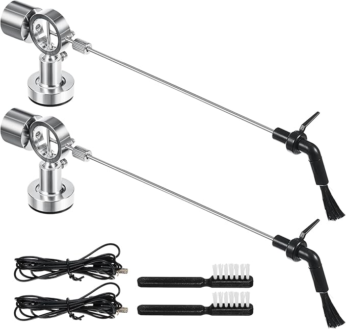 Tellegloww 2 Set Adjustable Anti-static Cleaning Arm and Carbon Fiber Cleaning Brush for Vinyl Record, Universal Fit Turntable LP Accessories Automagically Removes Dust and Static As LP Plays