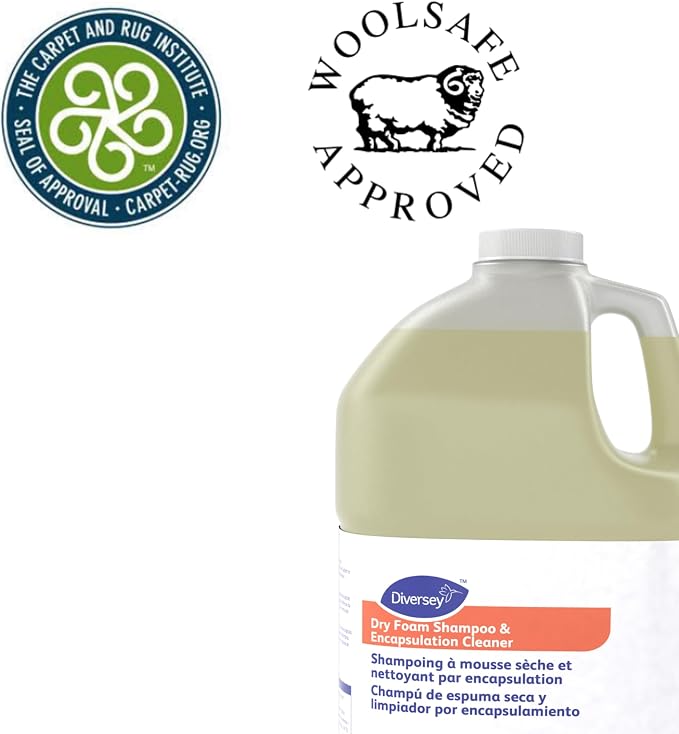 Diversey 9BP92017 Dry Foam Shampoo & Encapsulation Cleaner, Carpet & Upholstery Cleaner, Floral Scent, Concentrate, 1-Gallon (Pack of 4)