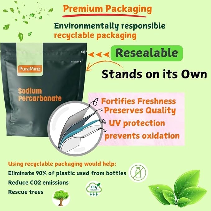 Sodium Percarbonate (10 LBS) – High‑Purity, Unscented, Chlorine-Free Laundry Booster, Eco-Friendly Stain & Odor Remover, Multipurpose Cleaner – Oxygen Bleach Powder