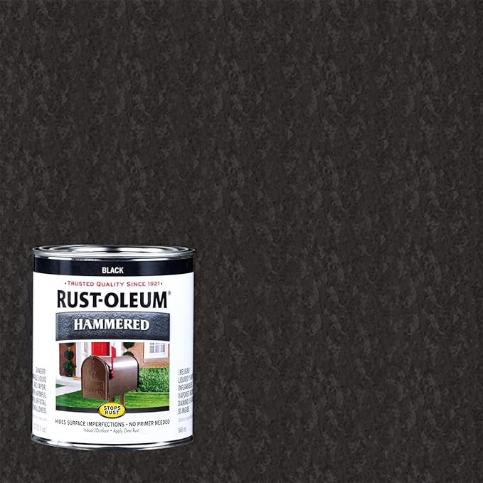 Rust-Oleum 7215502-2PK Stops Rust Hammered Finish Paint, Quart, Black, (Pack of 2)