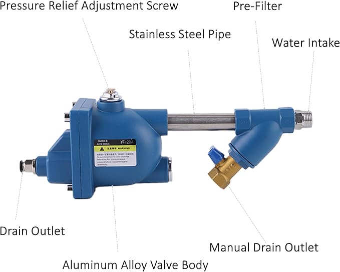 G1/2 BSP Air Compressor Drain Valve withstand 2.5 Mpa, Mechanical Auto Drain for Air Compressor Condensate