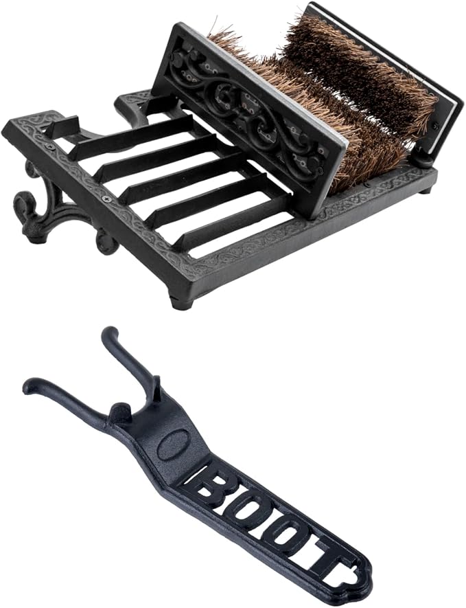 MyGift Boot Brush Scraper Outdoor, Boot Cleaner Scrubber & Boot Jack Remover for Cowboy Boots