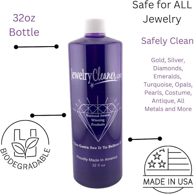 That's Amazing Jewelry & More Cleaner,Sparkling Gold, Pearls, You Gotta See It to Believe It 32 Ounce (Screw Cap Refill) Sold at Home Shows and Fairs Nationwide Purple Cleaner by Jewelrycleaner.com