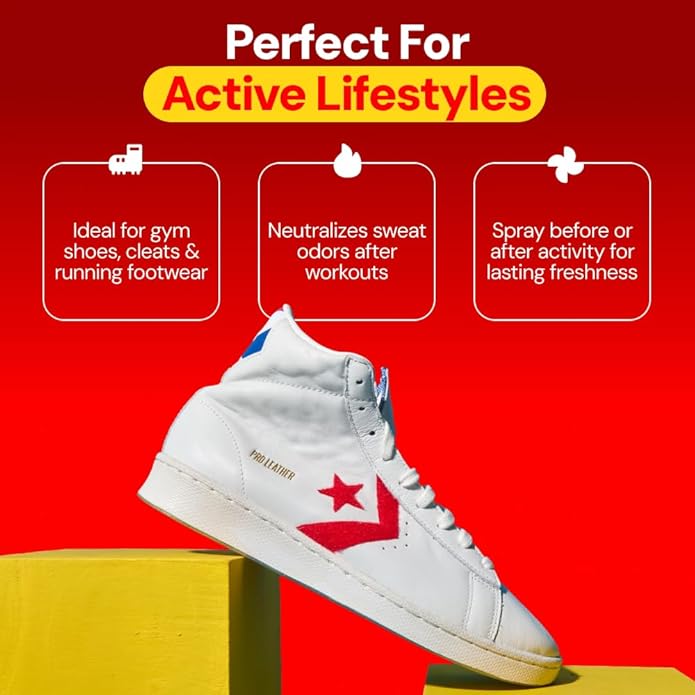 FRESH KICKS Shoe Deodorizer Spray, 4 oz – Instantly Erases Odors & Sweat in Everyday Shoes – Fast-Drying, No Residue, Gentle on Leather, Canvas, & Mesh – Long-lasting Shoe Spray Deodorizer