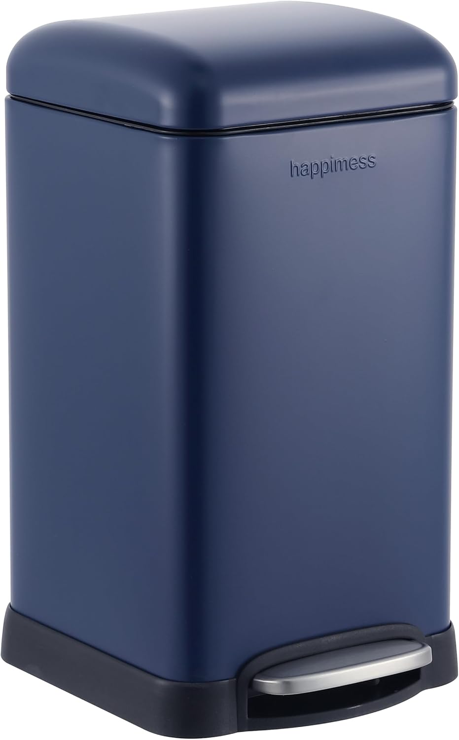 happimess HPM1012F Betty Retro Mini 3.2-Gallon Step-Open Trash Can, Fingerprint Resistant, Modern, Minimalistic for Home, Kitchen, Laundry Room, Office, Bedroom, Bathroom, Denim Blue