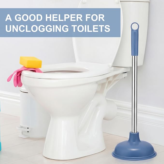 Reallnaive 12 Pcs Bulk Toilet Plunger for Bathroom Double Thrust Force, Heavy Duty Rubber Cup Commercial Plunger for Drain Clog Toilets Drains Kitchens(Classic)