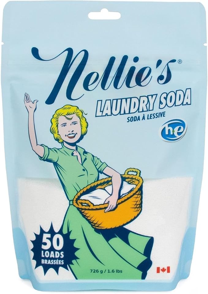 Nellie's Laundry Soda Bundle - 100 Scoops (Tin) & 50 Scoops (Pouch) - Concentrated & Septic Safe Formula - Safe for HE and Standard Washing Machines - Ideal for Sensitive Skin - Made in Canada