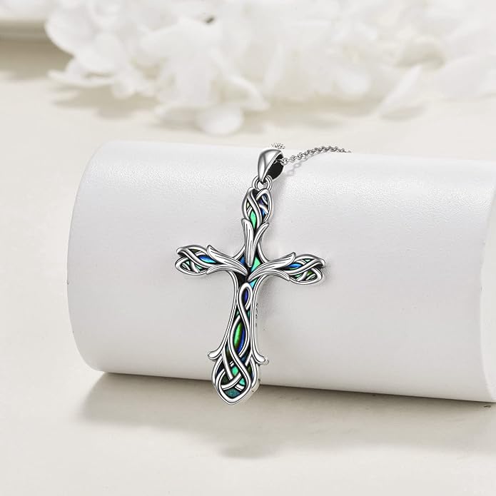ONEFINITY Religious Cross Pendant Necklace Sterling Silver Origami Cross Pendant Gifts for Women Men Jewelry