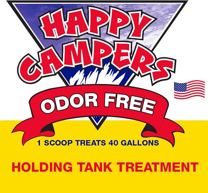 Happy Campers RV Toilet Treatment - Powerful Odor Control, Long-Lasting RV Tank Treatment - Prevents Clogs, Buildup, Sensor Failure - Keeps Holding Tank Clean & Healthy, Odor Free (64 Treatments)