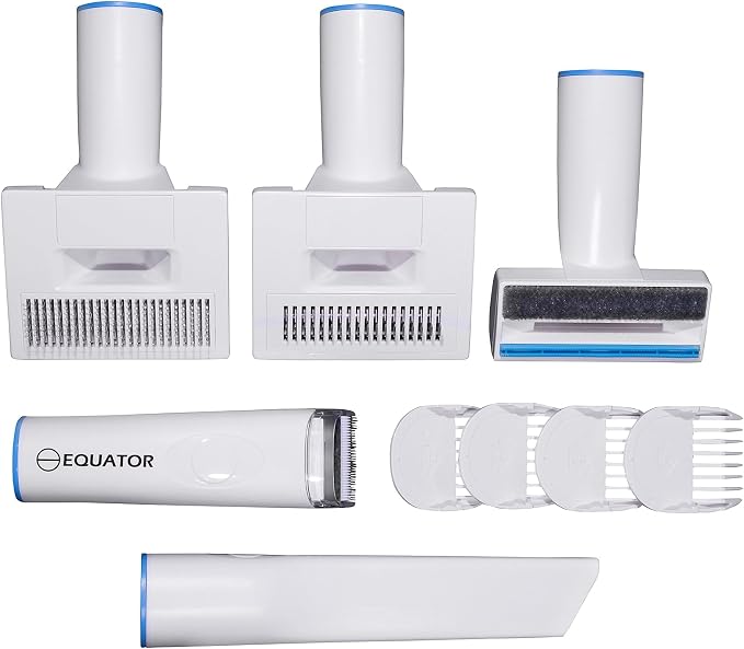 Equator EPG 2500 5-in-1 Pet Grooming Vacuum Kit, 10,000PA Suction | 2.5L Canister, Low-Noise 60dB, Trimmer, Brush & Shedding Tool for Dogs and Cats