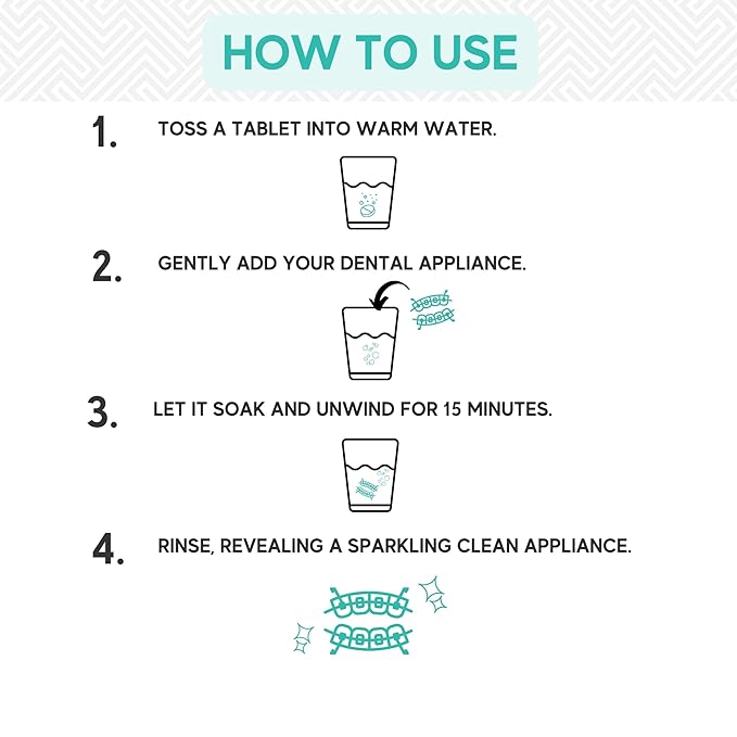 Retainer & Mouth Guard Cleaner Tablets - Mint Flavor Retainer Cleaner Tablets & Invisalign Cleaner -Denture Cleaning Tablets, Denture Cleaner, Aligners, Night Guard - Oral Dental Care