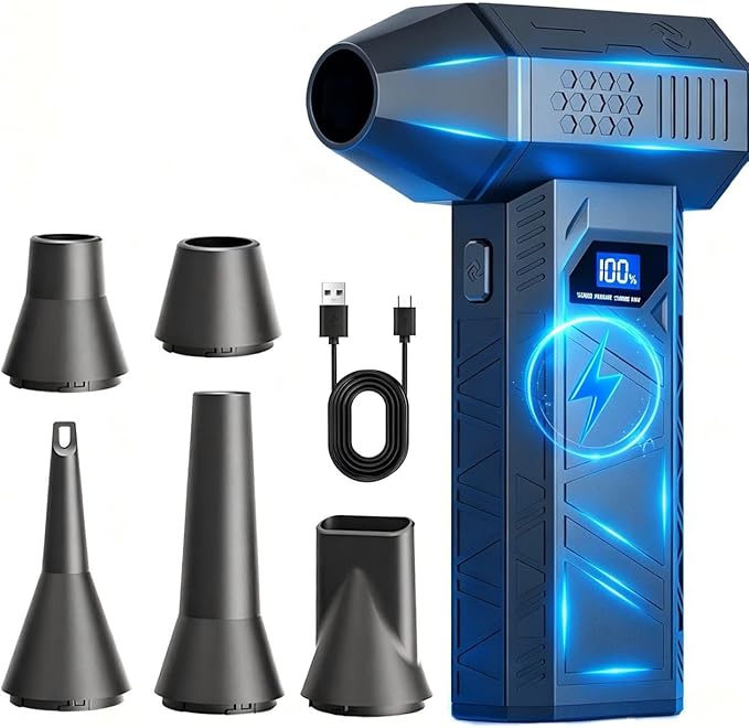 Compressed Air Duster,150000RPM Cordless Electric air Duster for Powerful Snow Blower, Keyboard PC Cleaning,4-Gear Adjustable Mini Blower with Fast Charging,Jet Dry Blower Air Blower for Home and Car
