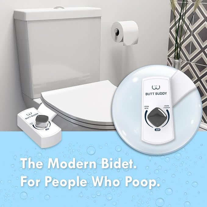 Butt Buddy - Bidet Toilet Seat Attachment & Fresh Water Sprayer (Easy to Install, Universal Fit, No Plumbing or Electricity Required | Self-Cleaning Nozzle, Adjustable Pressure Control, USA Stock)