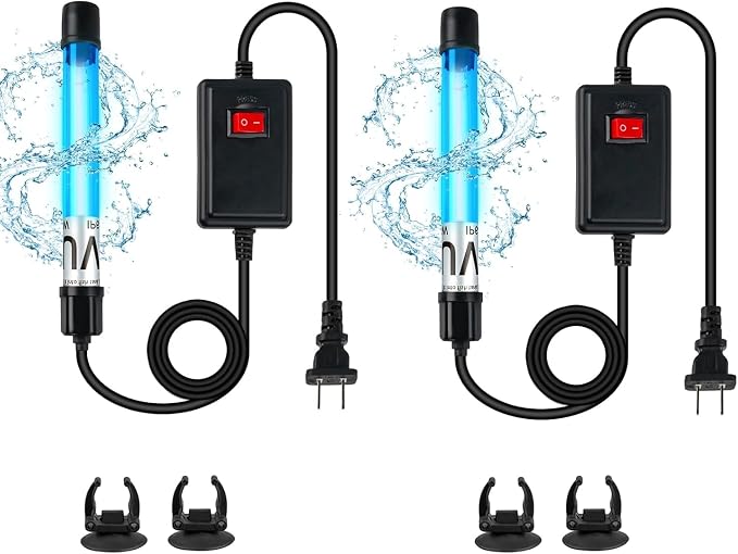 2 Pack 7W 8 Inch Aquarium UV Light for 20-100 Gallon Fish Tank Aquarium Light