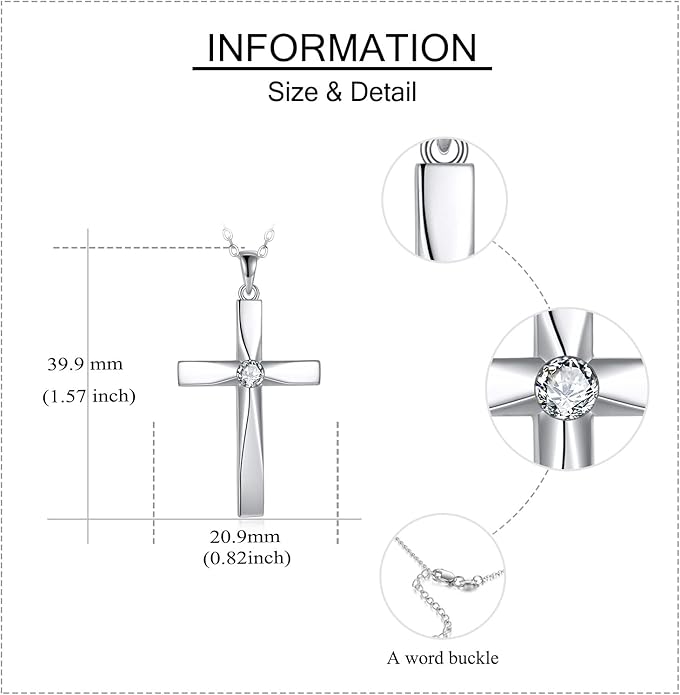 ONEFINITY Religious Cross Pendant Necklace Sterling Silver Origami Cross Pendant Gifts for Women Men Jewelry