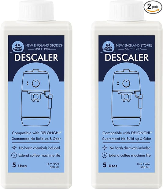 10 Uses DeLonghi Compatible Descaling Solution, Specially Designed to Clean Delonghi Coffee Machines and Maker - 33.8oz Espresso Coffee Maker Cleaner, Coffee Pot Cleaning Limescale Remover