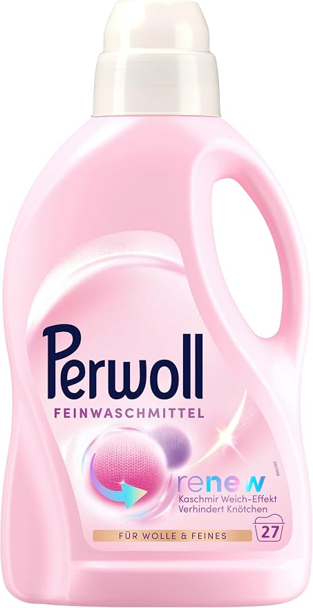 Perwoll Wool & Delicates Detergent (1 x 27 Wash Loads) | Detergent for Fine Fabrics | Gently Cleans, Smoothes and Renews Fibers & Prevents Pilling, with Triple-Renew Technology