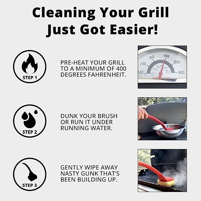 Grill Rescue BBQ Replaceable Scraper Cleaning Head, Bristle Free - Durable and Unique Scraper Tools for Cast Iron or Stainless-Steel Grates, Barbecue Cleaner