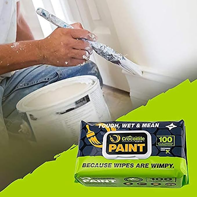 Crocodile Cloth Paint Cleaning Wipes, 600 Count (6 Packs of 100) – Extra-Large 15” x 10” Heavy-Duty Wipes for Paint Prep & Cleanup, Adhesive & Caulk Removal – Painters, Contractors & DIY
