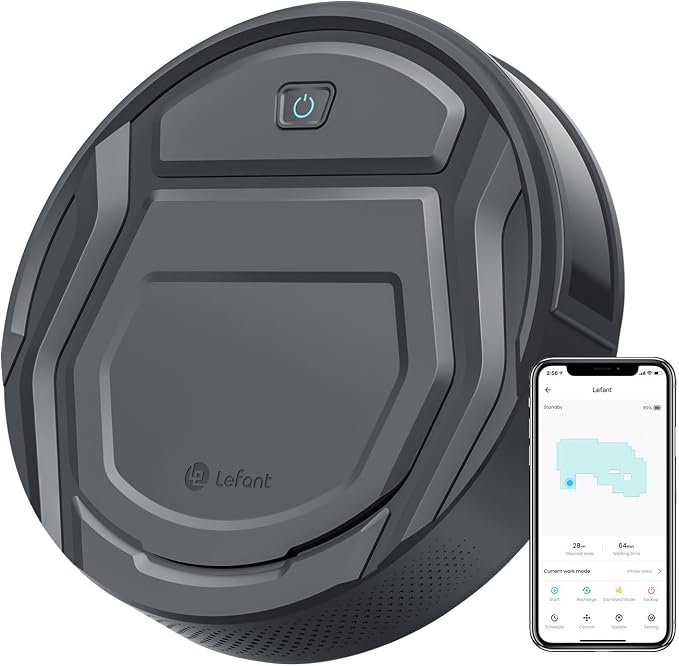 Lefant Robot Vacuums, 2200Pa Suction, 120 Min Runtime, WiFi/App/Alexa Control, Anti-Collision/Drop Sensor, Self-Charging Robotic Vacuum Cleaner, Slim