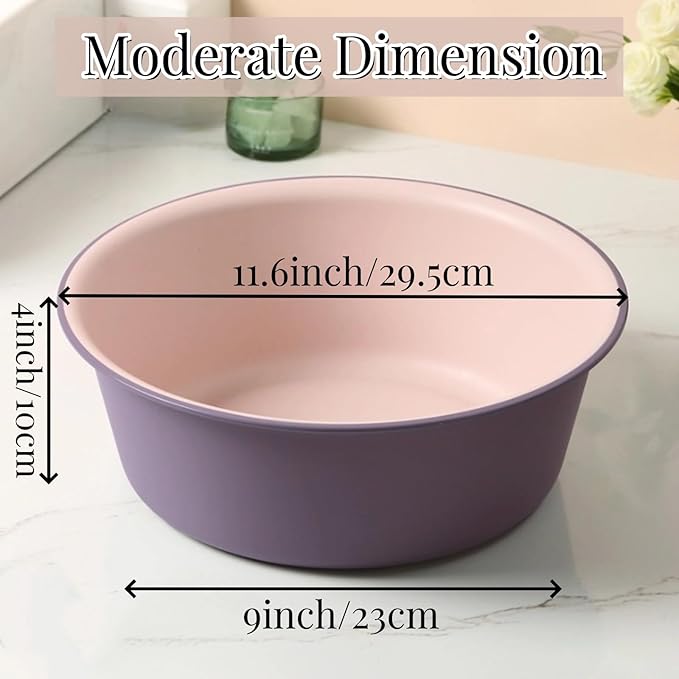 ZAVOOS 8 Pieces Round Plastic Wash Basin, 5 Quart Portable Laundry Hand Wash Dish Pan, Stackable Space Saving Camping Washing Tub for Kitchen Sink, Washing Storage Cleaning Supplies