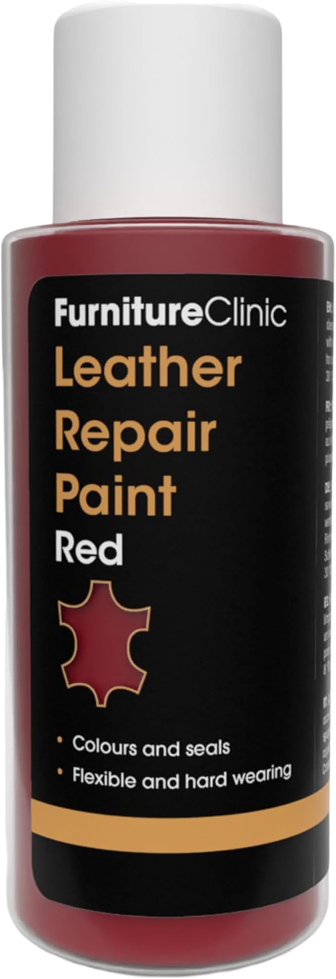 Furniture Clinic Leather Repair Paint | 2-in-1 Seal and Color | Use on Scratches, Tears, and Holes in Car Seats, Furniture | Quick and Easy Leather Repair Kit for Furniture (Red, 50ml / 1.7oz)