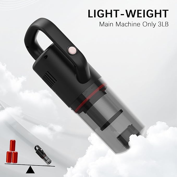 KEROMEE Cordless Vacuum Cleaner Lightweight Hand-held Stick Vacuum Small Vacuum for Hard Floor Car Pet Hair BW118
