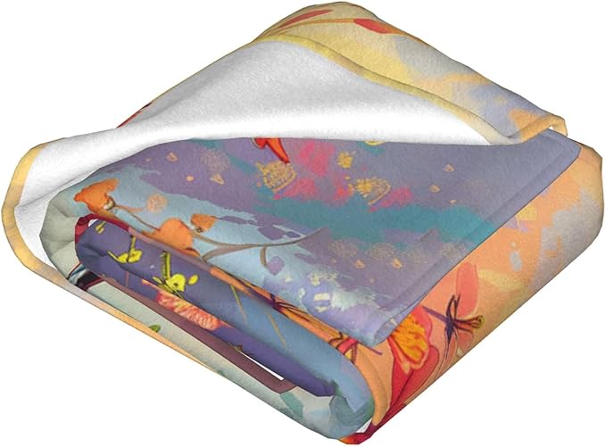 Hummingbird Flower Blanket Bird Floral Decor Throw Blanket Cozy Plush Flannel Fleece Warm Soft Lightweight Fuzzy Blanket Hummingbird Gifts for Women Girls Boys Teens for Bed Sofa Couch 60"X80"