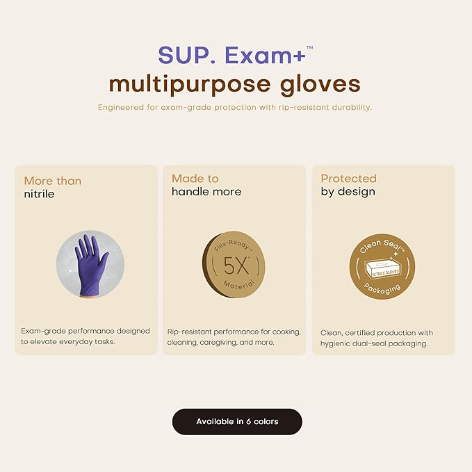 SUP Nitrile Exam Gloves, Powder-Free Latex-Free Food Safe Disposable Glove for Medical Cooking Cleaning, Lab Violet 1000 Ct