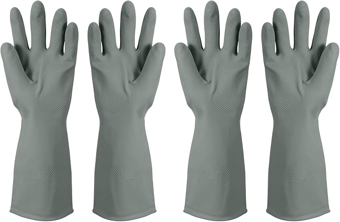 uxcell Rubber Cleaning Gloves, Reusable Household Dishwashing Long Rubber Gloves