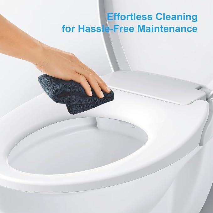 Bidet Toilet Seats, Tapa De Inodoro, Elongated Plastic White, Slow Soft Close Oval Cover for Bathroom, Standard Non-Electric Bowl ToTo Lids, Self Comfort Easy Clean Round Padded