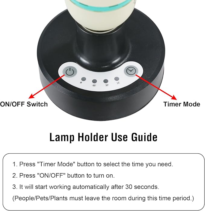 36W UV C Sanitizer Light，99.99% Sanitization with 185nm Wavelength, 3-Level Timer, E26 Base for Home, Basement, Storehouse, Car, Ozone UV C Lamp (110V)
