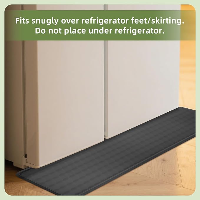 Refrigerator Spill Mat, 37.5 X 8.5 Fridge Mat Silicone Drip Tray Catcher for Washing Machine Refrigerator Spill Liner Floor Protector Anti-Slip (Gray)