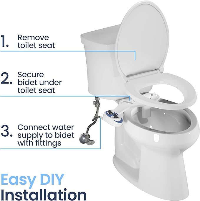 LUXE Bidet NEO 120 - Single Nozzle, Self-Cleaning, Non-Electric Bidet Attachment for Toilet Seat, Adjustable Water Pressure, Rear Wash (Rose Gold)