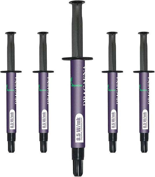 Dracaena.io 5-Pack Thermal Paste 4g Each, 8.5 W/mK Carbon-Based Thermal Compound for CPU GPU PS4 PS5 Xbox Laptop, Non-Conductive, Long Durability — CTG9